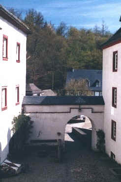 Looking into the courtyard from inside the castle